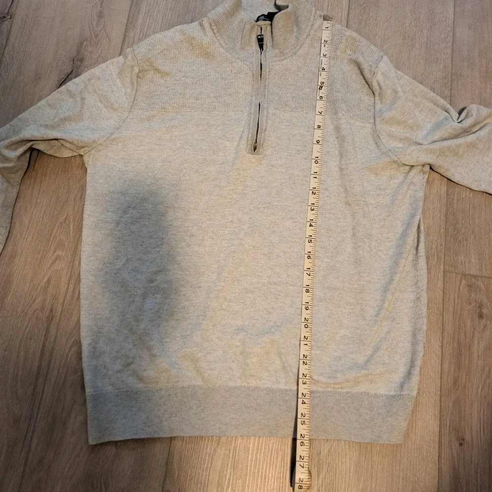 Banana Republic Pima Cotton Cashmere 1/4 Zip Sweater‎ Mens Size L Light Gray